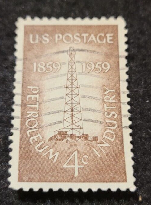 # 1134 – 1959 4c Petroleum Industry Oil Derrick ~ Used 1 Stamp + 2 FREE Stamps