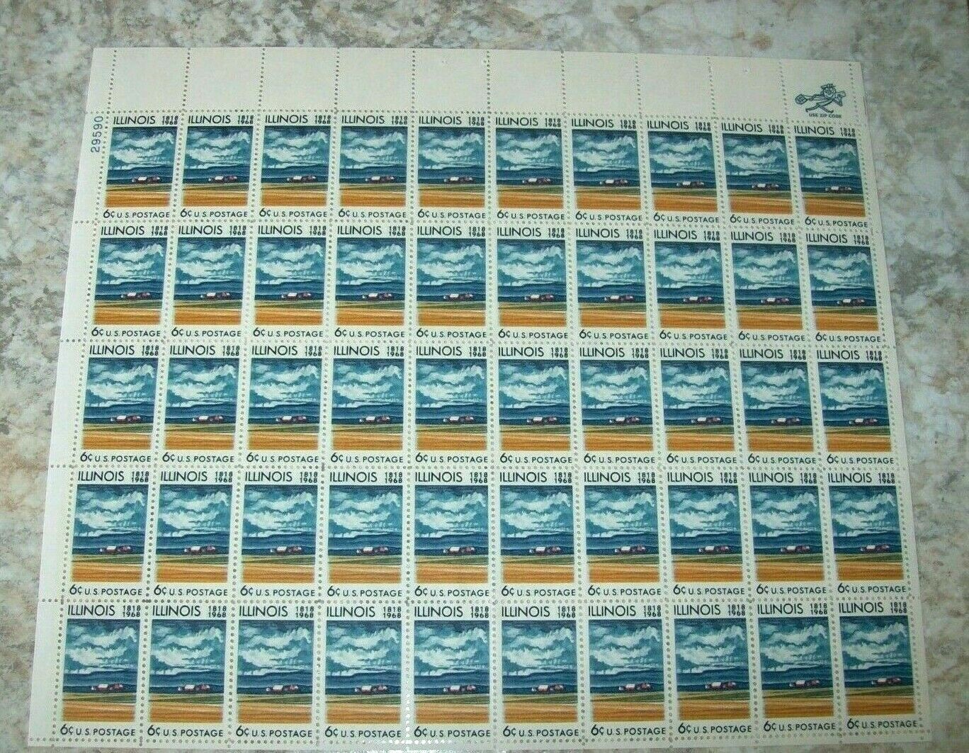 Estate Find Postage Stamps Full Sheets, Lot of 10, Denominations 6 cents