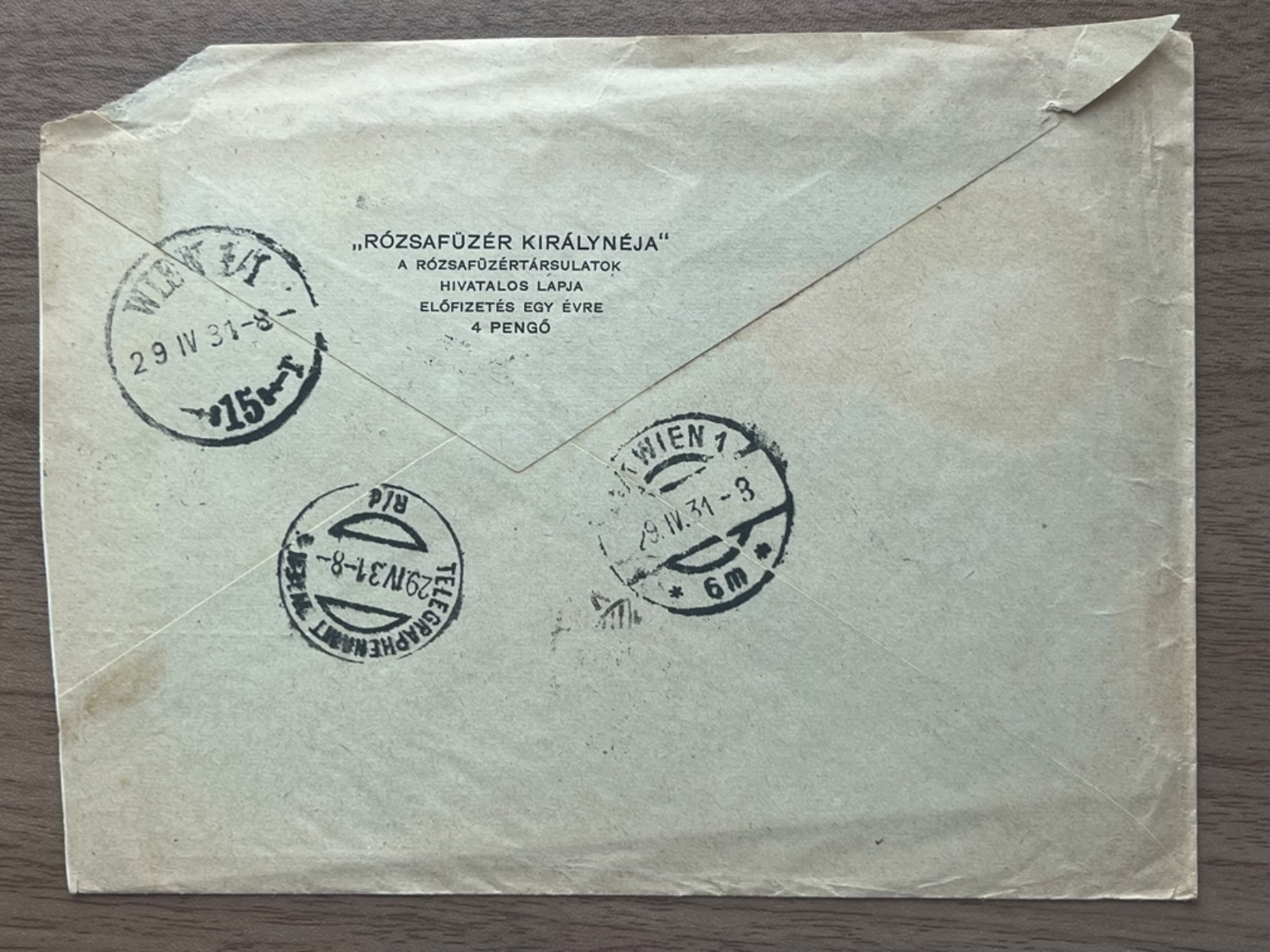 Vintage postcard Hungary 1931 Express Mail Cover Budapest to Vienna