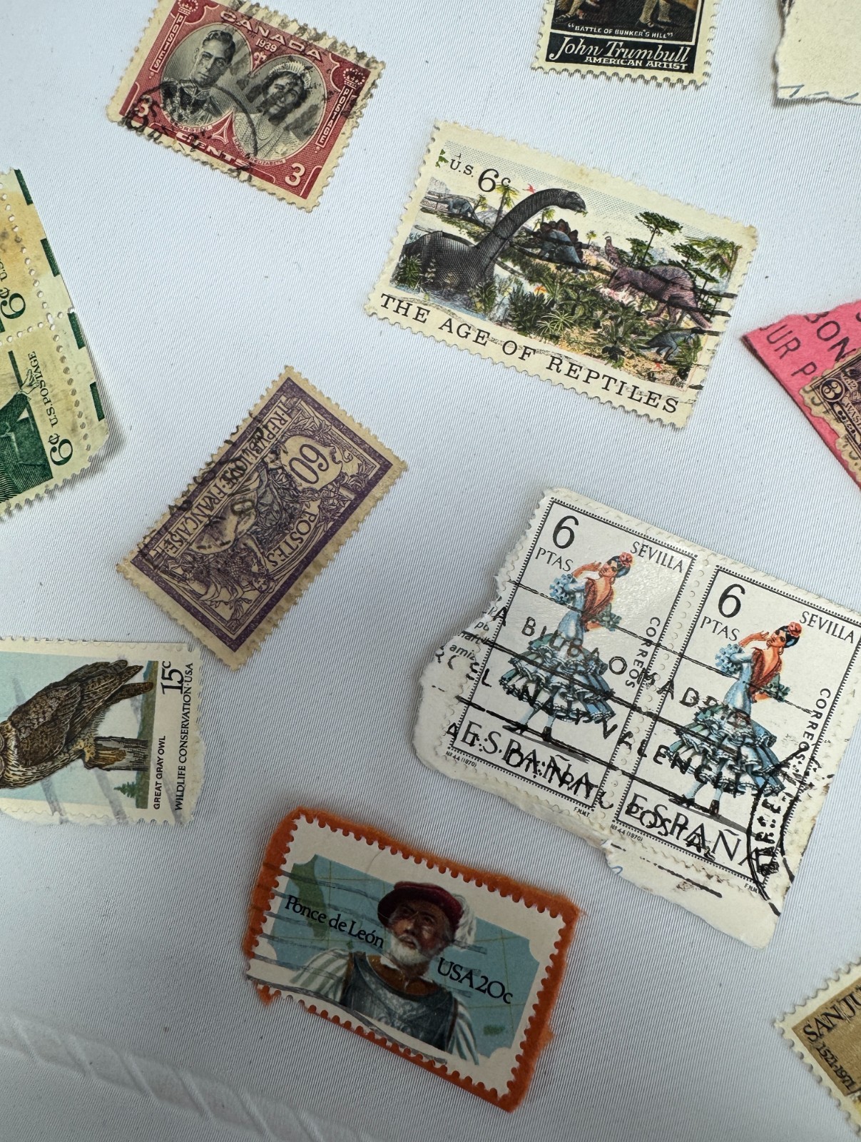 Worldwide Vintage Stamp Mixture Collection 100+ Used Stamps USA Canada Europe