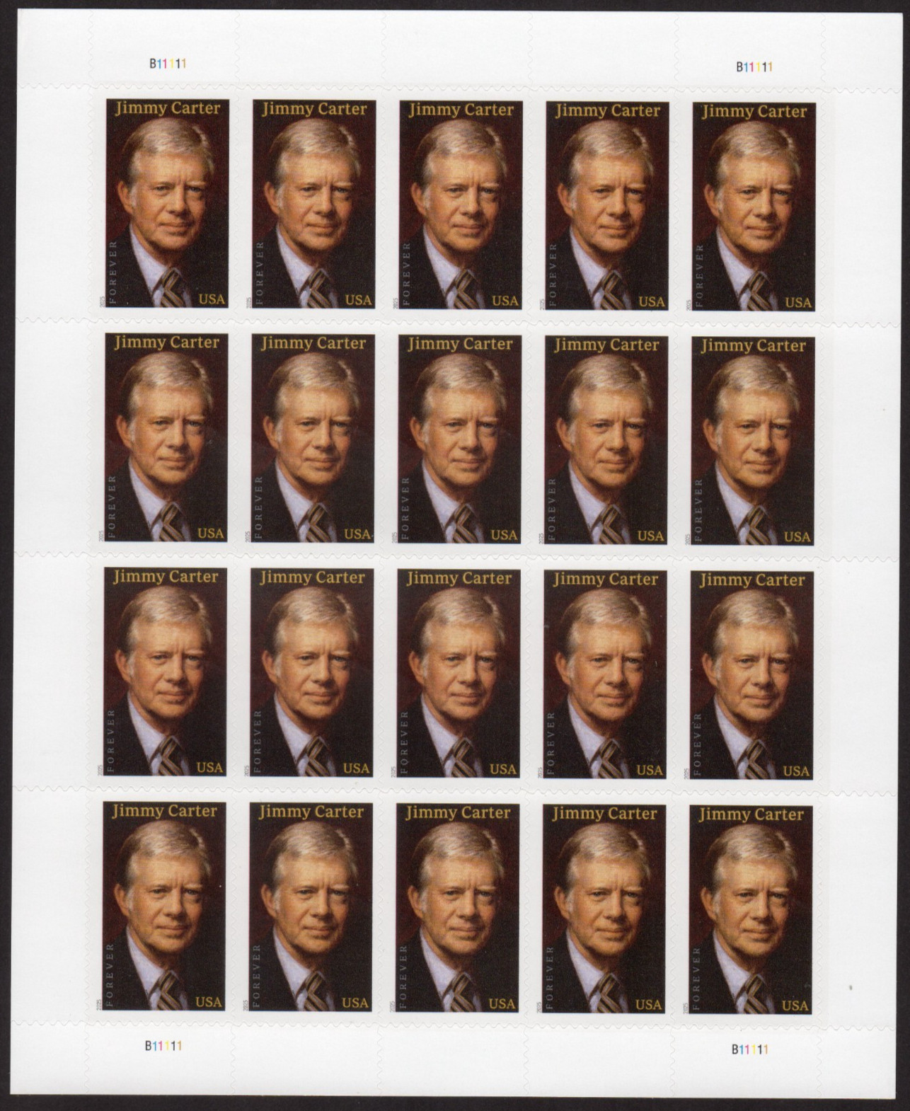 USPS Jimmy Carter Georgia Sheet of 20 Forever Stamps (6043)
