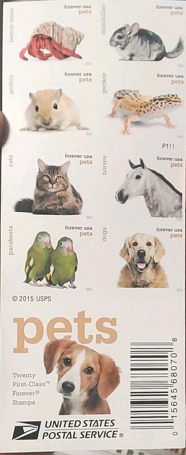USPS Pets Booklet of 20 Forever Stamps Mint Never Hinged MNH