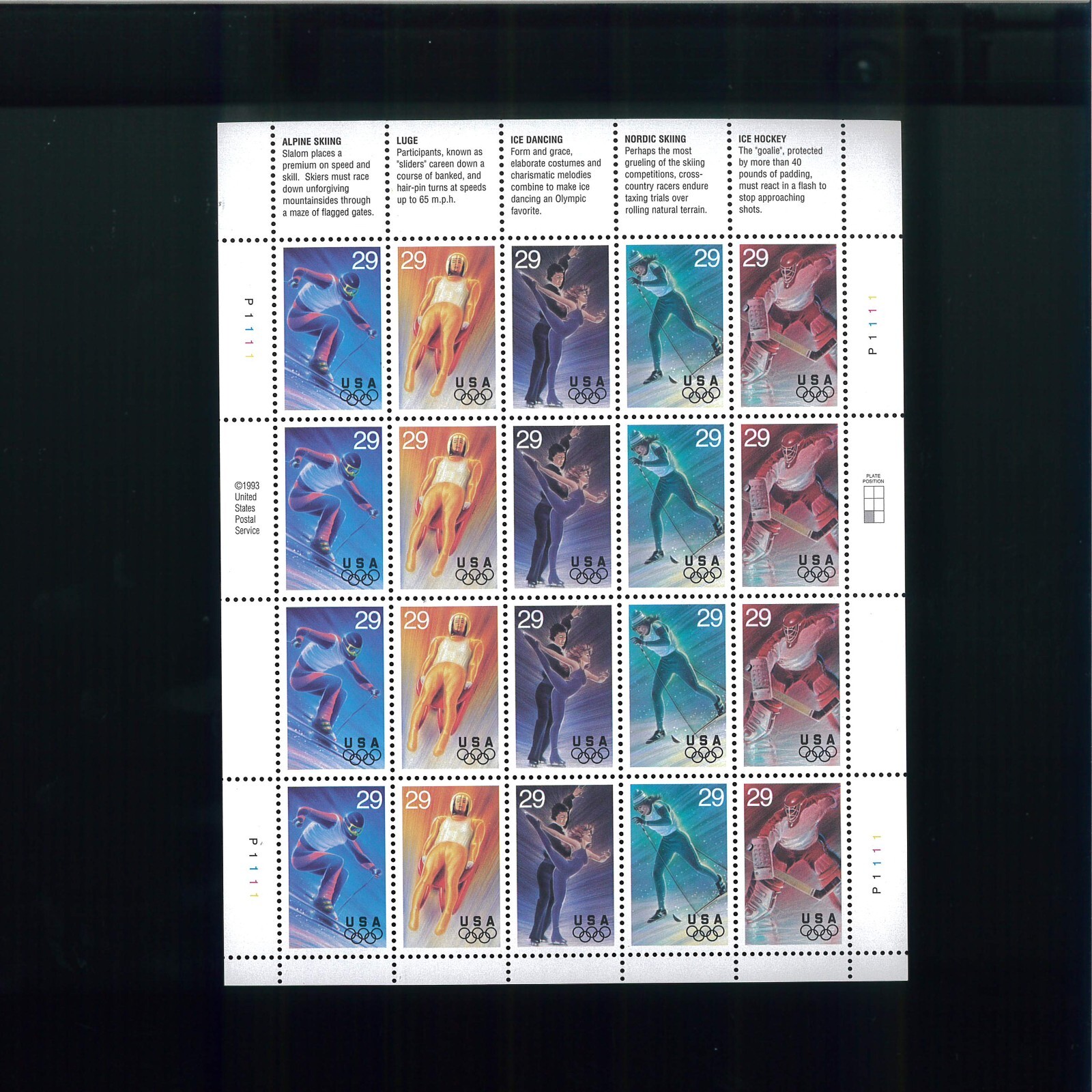 United States 29¢ Winter Olympics Postage Stamp #2807-11 MNH Full Sheet