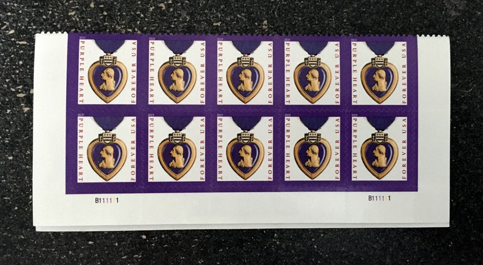 2019USA #5419 Forever Purple Heart – Folded Sheet of 20 Stamps Mint medal