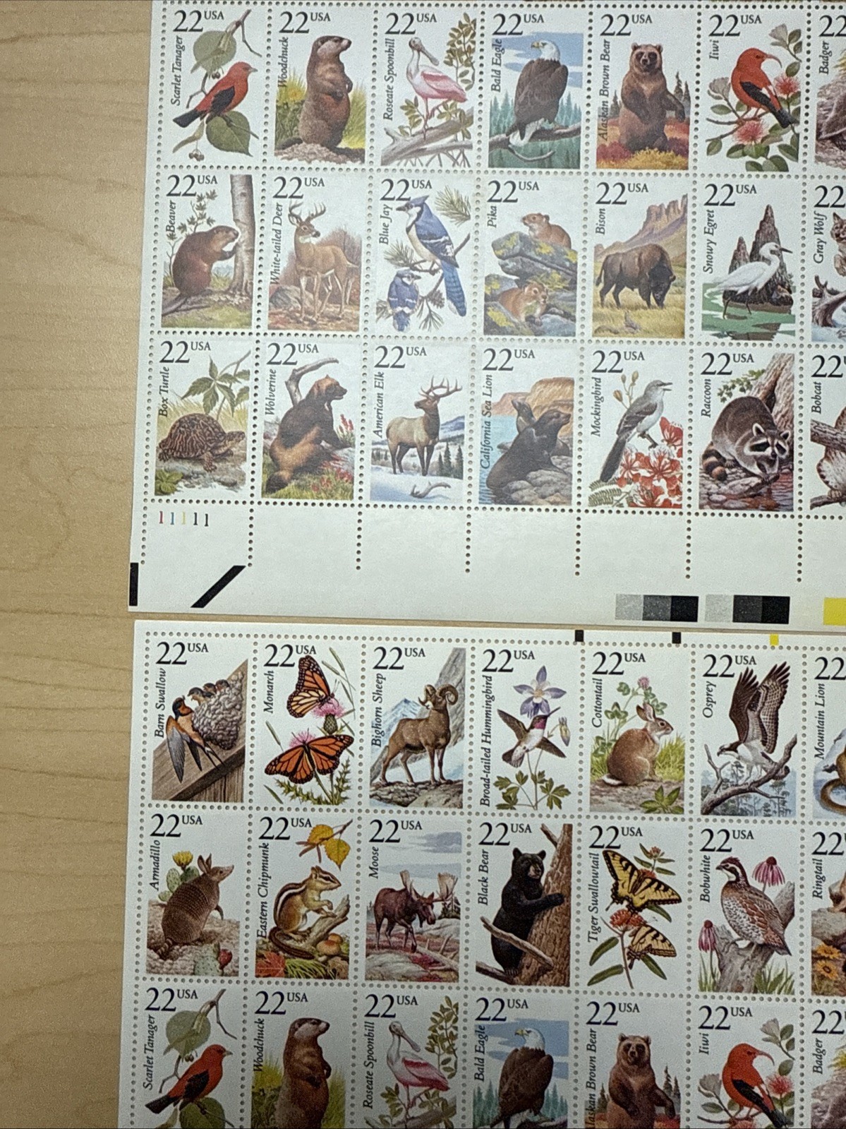 2 SHEETS US SCOTT 2286 – 2335 OF 50 WILDLIFE STAMPS 22 CENT FACE MNH