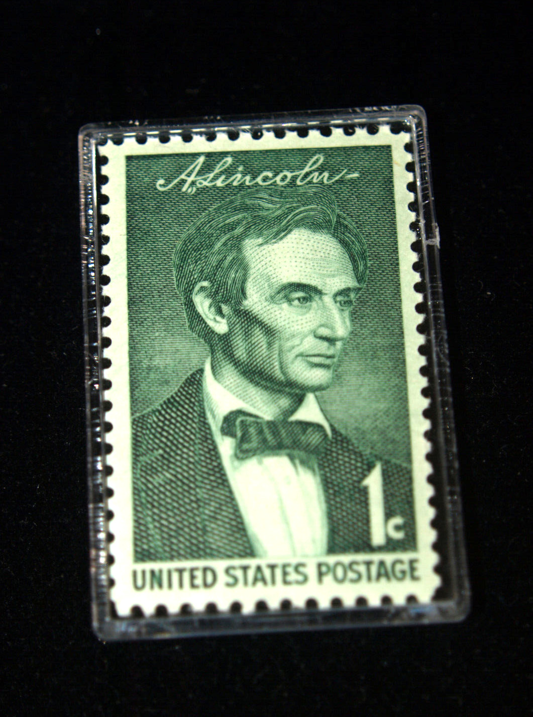 1959 Lincoln 1c green United States Postage Stamp n protective case Never Used