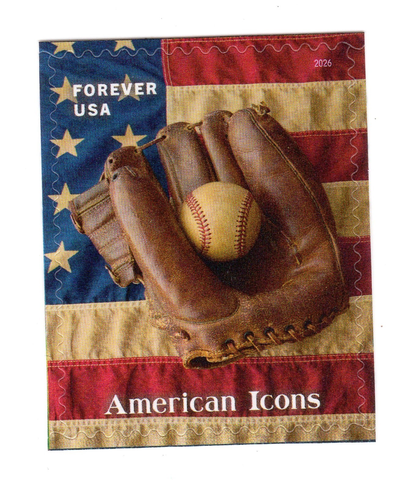 USPS American Icons Jackie Robinson Glove Single Forever Stamp – MNH (6105)