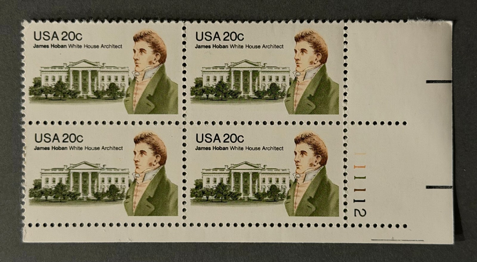 Scott# 1936 • 1981 James Hoban 20¢ • Plate Block • MNH