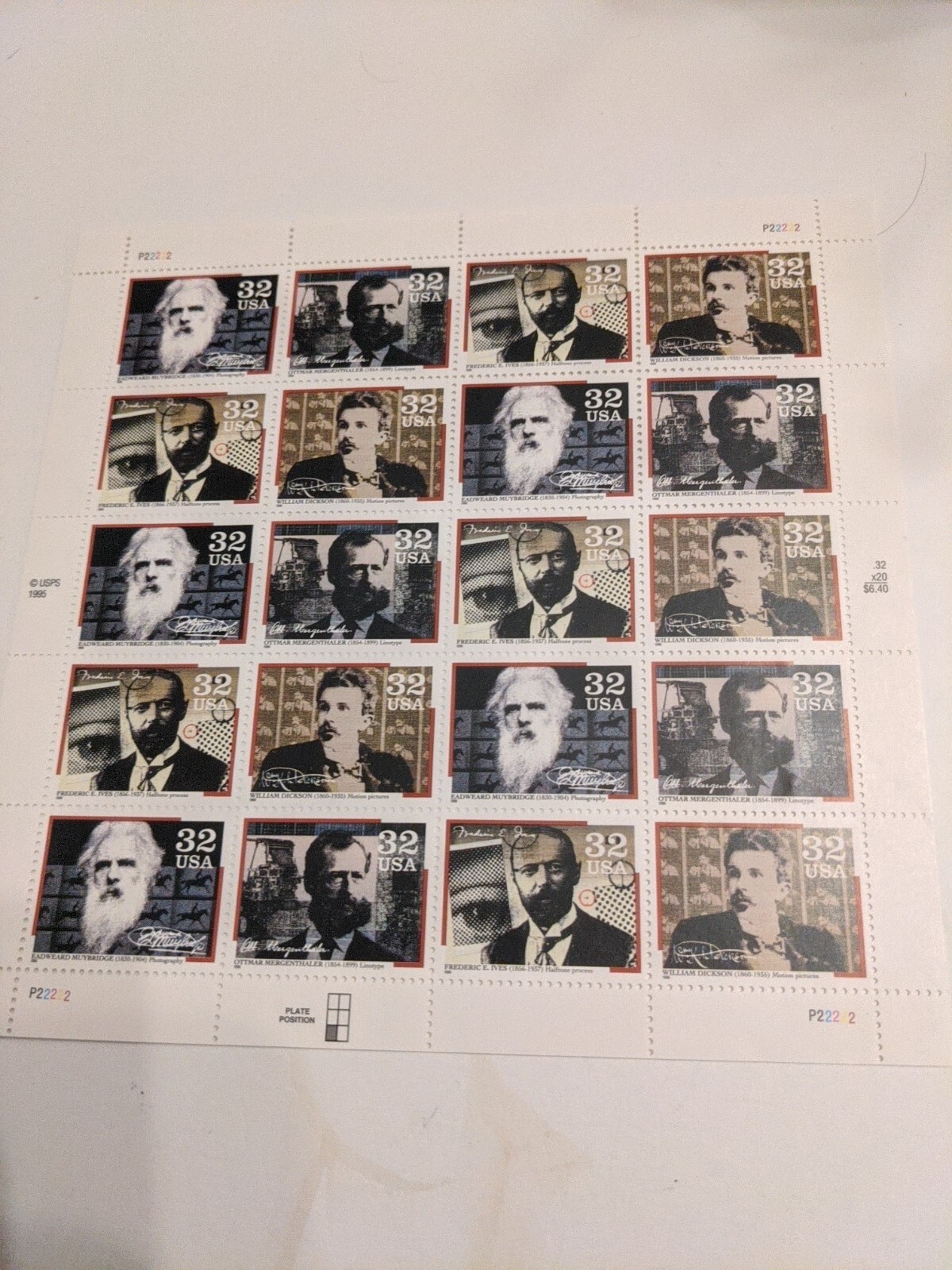 Pioneers of Communication Sheet of Twenty 32 Cent 1995 Stamp sheet