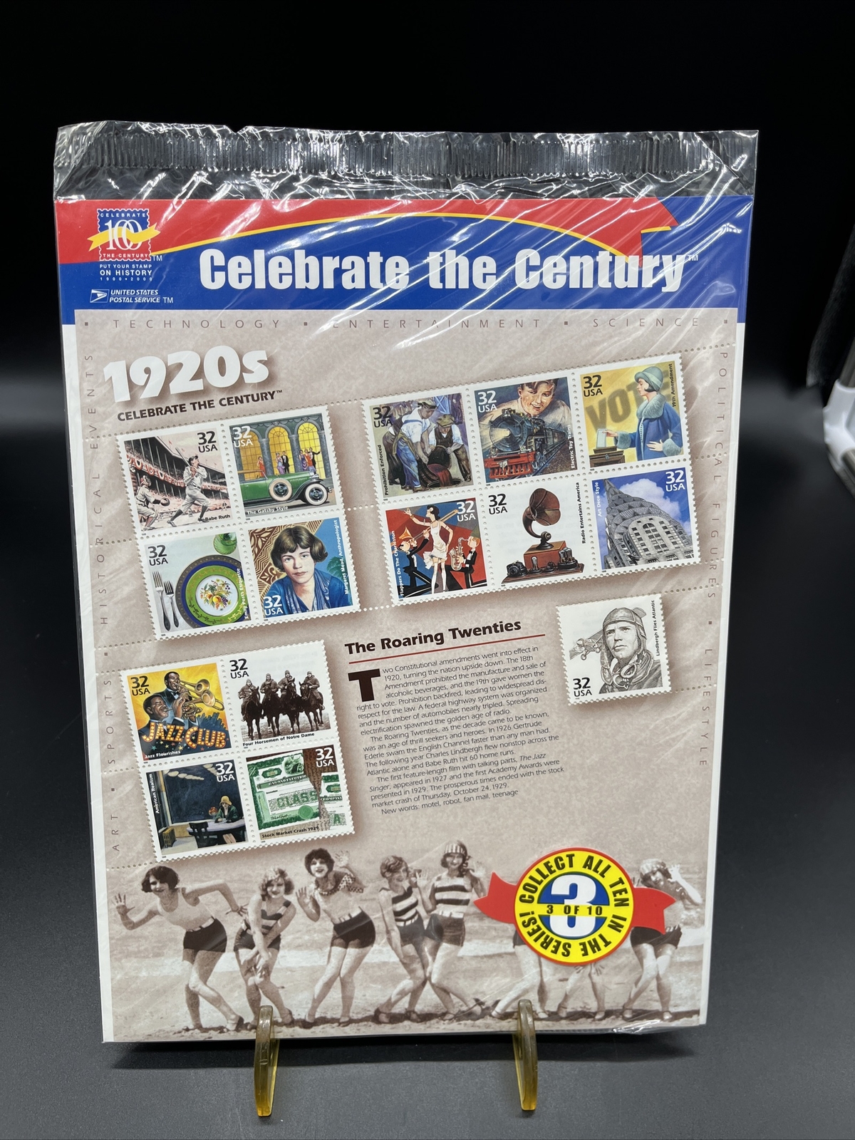 USPS – CELEBRATE THE CENTURY 1920’s 32 CENT SOUVENIR SHEET 15 STAMPS SEALED