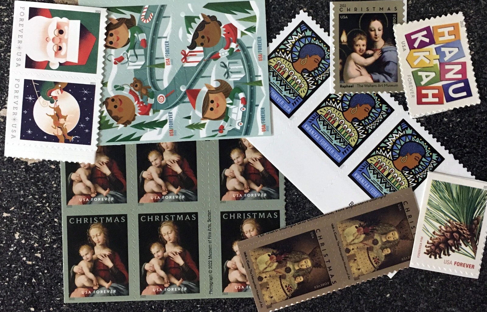 (20) USPS Forever Stamps – Various Designs – Christmas – Holiday Postage Stamps