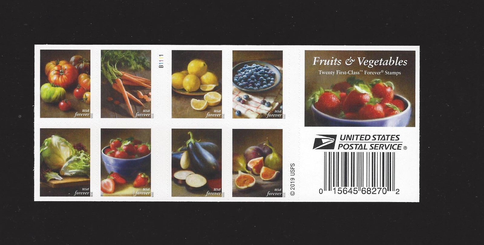 5484 – 5493 Fruits & Vegetables Forever Double Sided Pane of 20 Face Value 15.60
