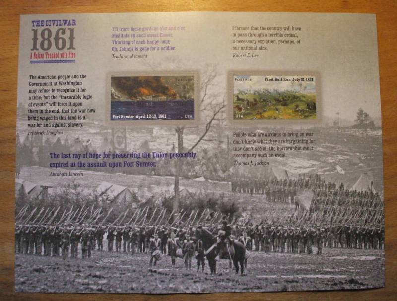 The Civil War -1861 Commemorative Stamps -2011 Issue -12 Stamps – Souvenir Sheet