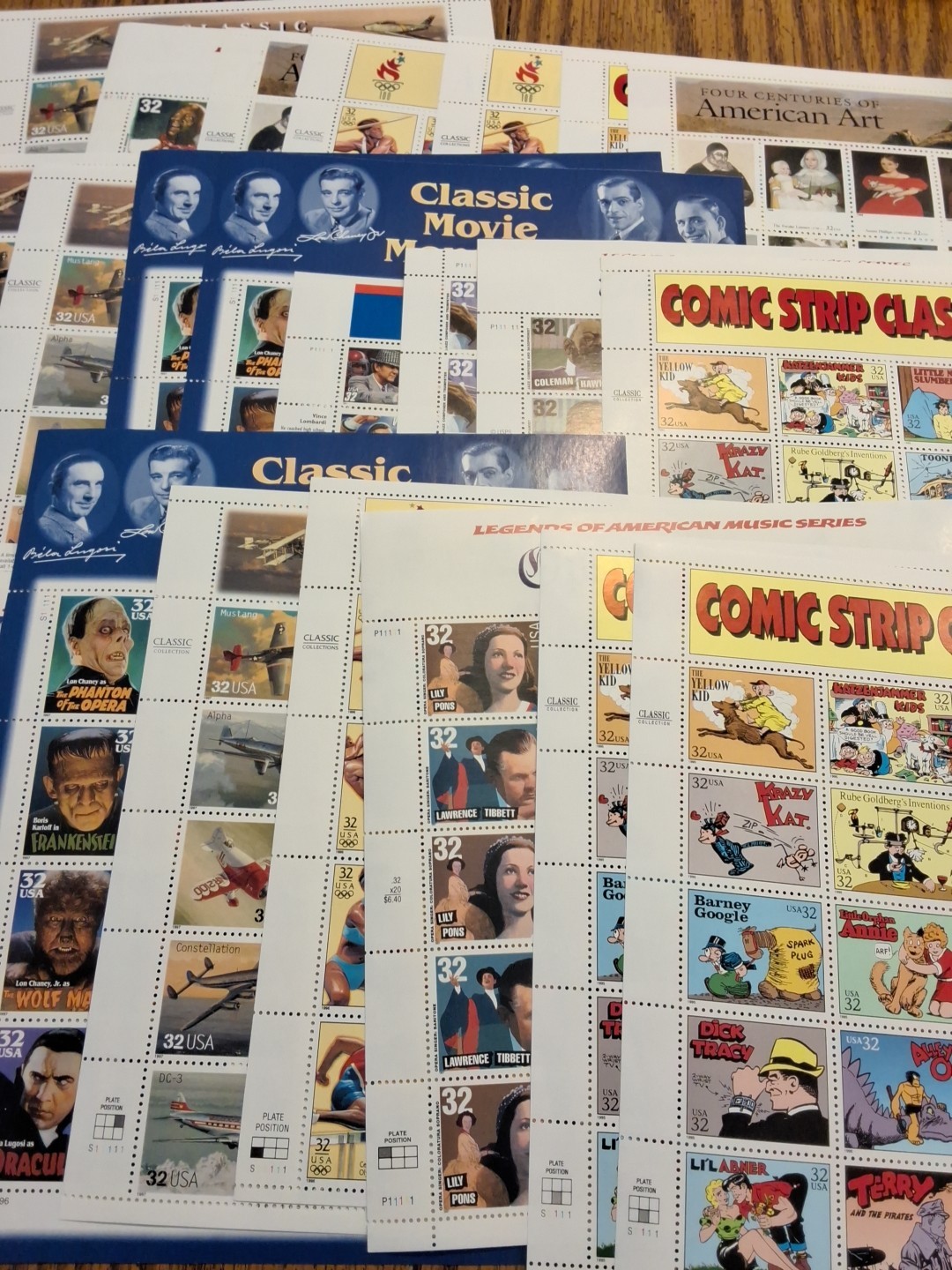 $147.20 FV Unused U.S. 32 Cent Stamps MNH Sheets Good Variety + Free Ship