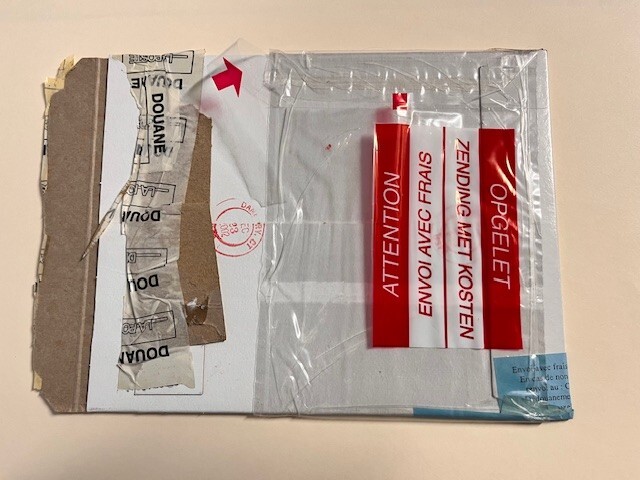 $1.00 Airlift (9) 2002 Registered Airmail to Belgium Opened by Customs