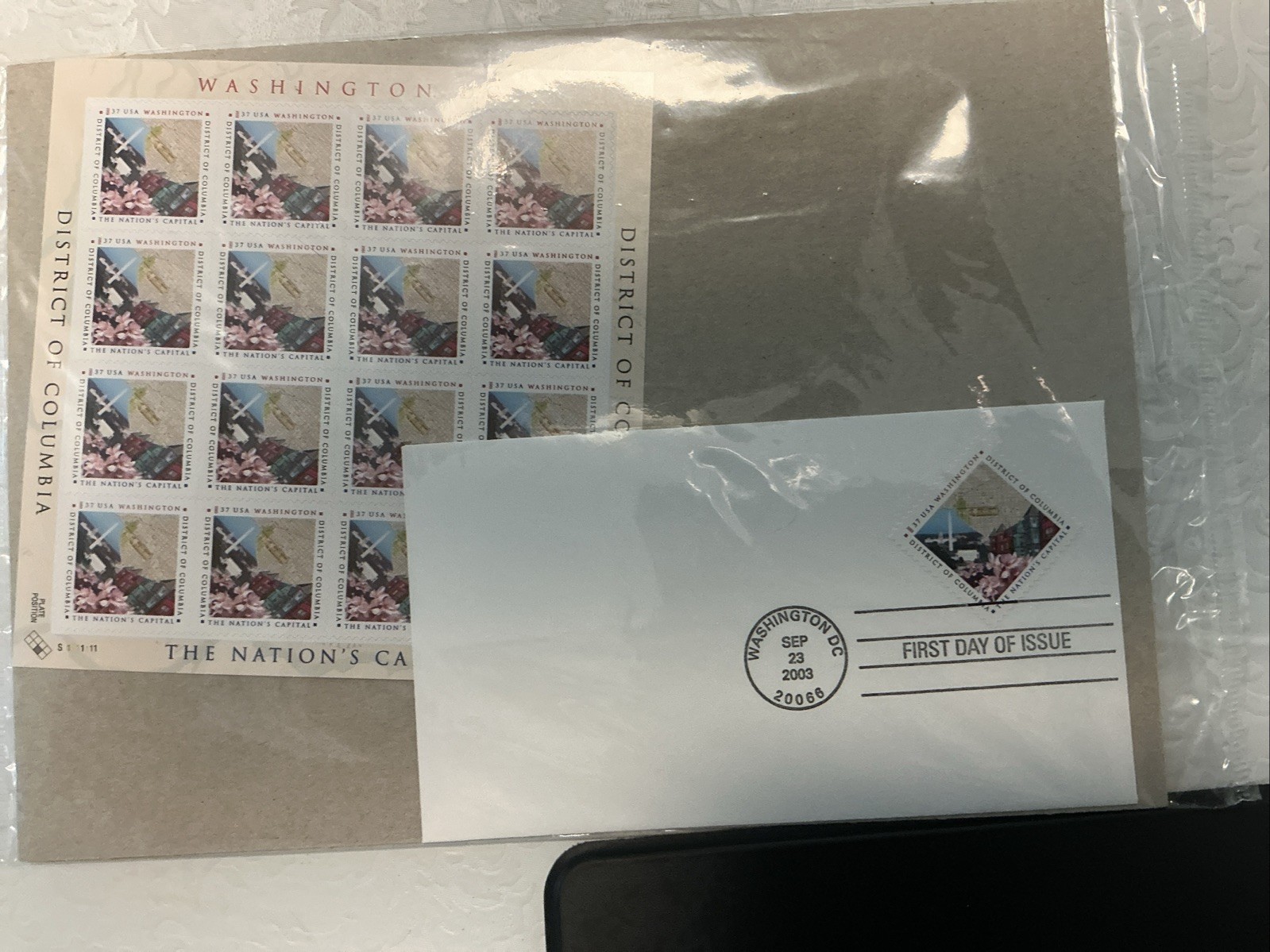 USPS Washington DC .37 Cent Stamp Set And First Day Cover FP/FDC