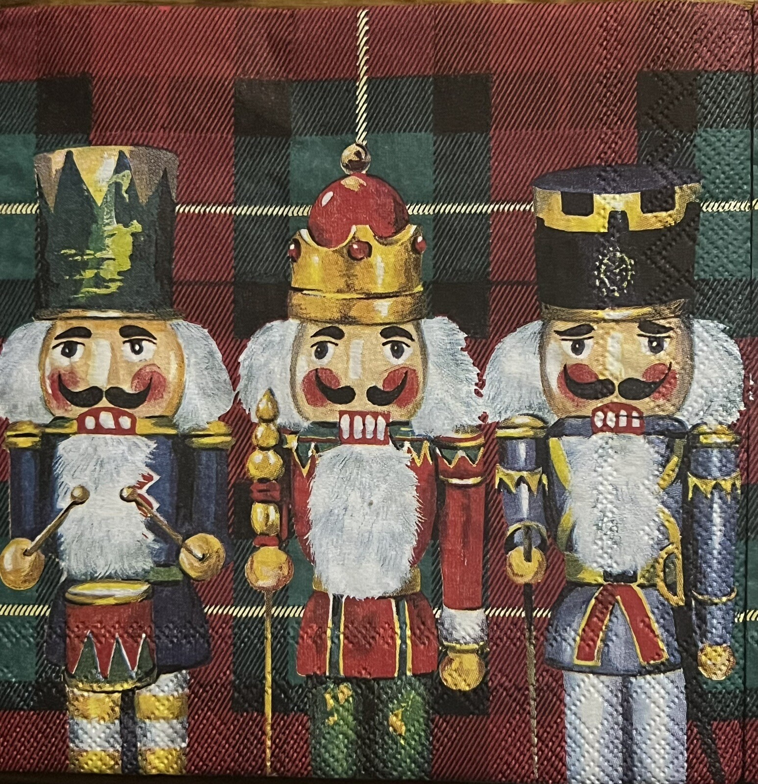 Two Single Cocktail Napkins for Decoupage Christmas Winter Nutcracker Soldiers