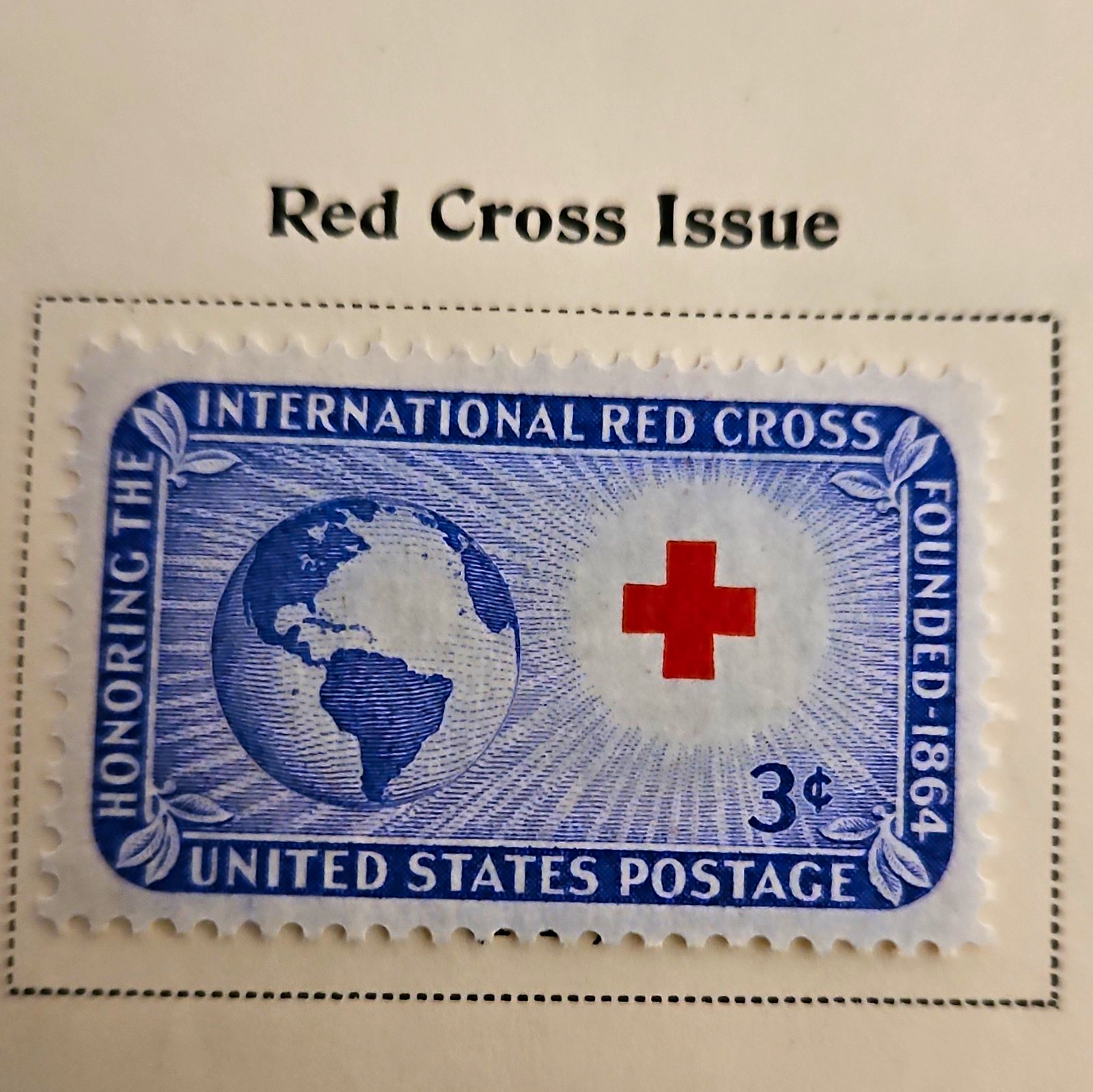 United States Postage 3¢ International Red Cross Issue Stamp, Unused Single