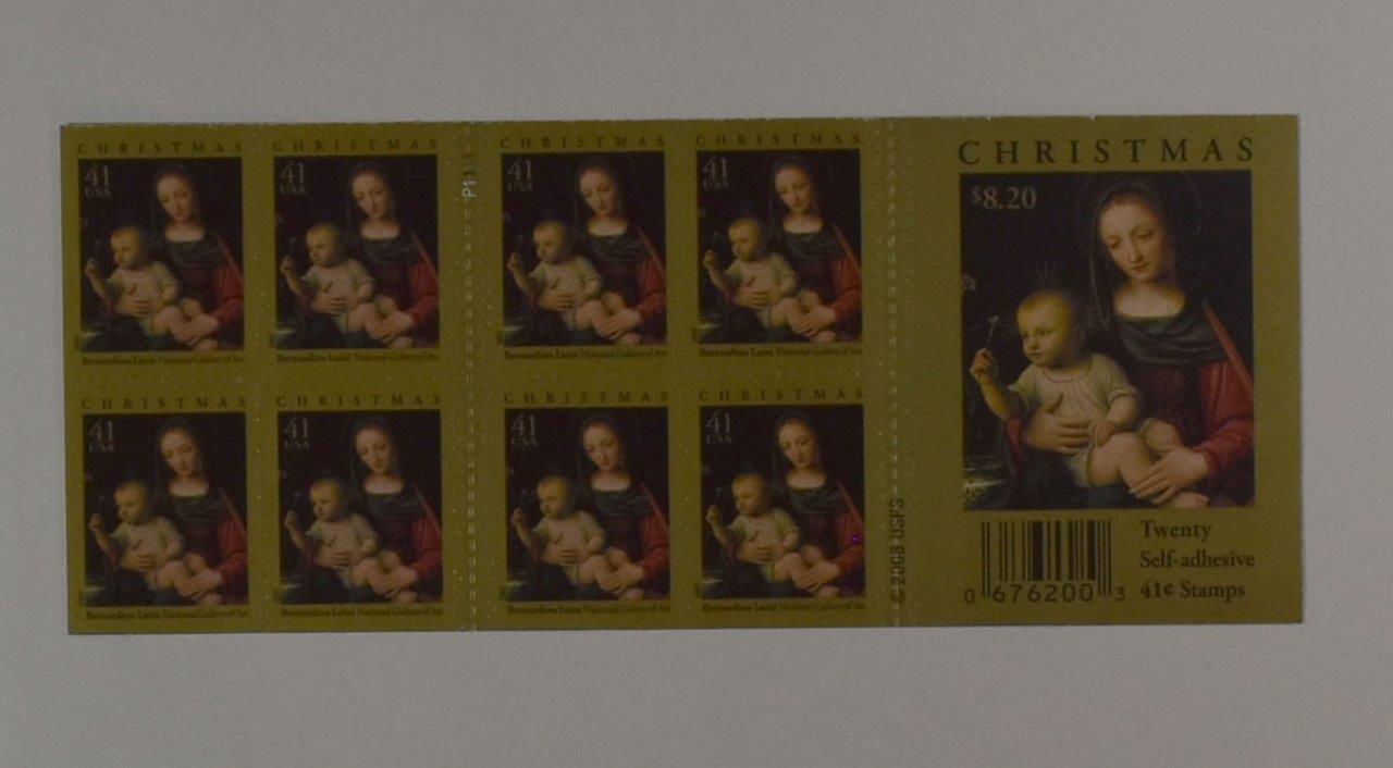 US SCOTT 4206a BOOKLET OF 20 BERNARDINO LUINI CHRISTMAS STAMPS 41 CENT FACE MNH