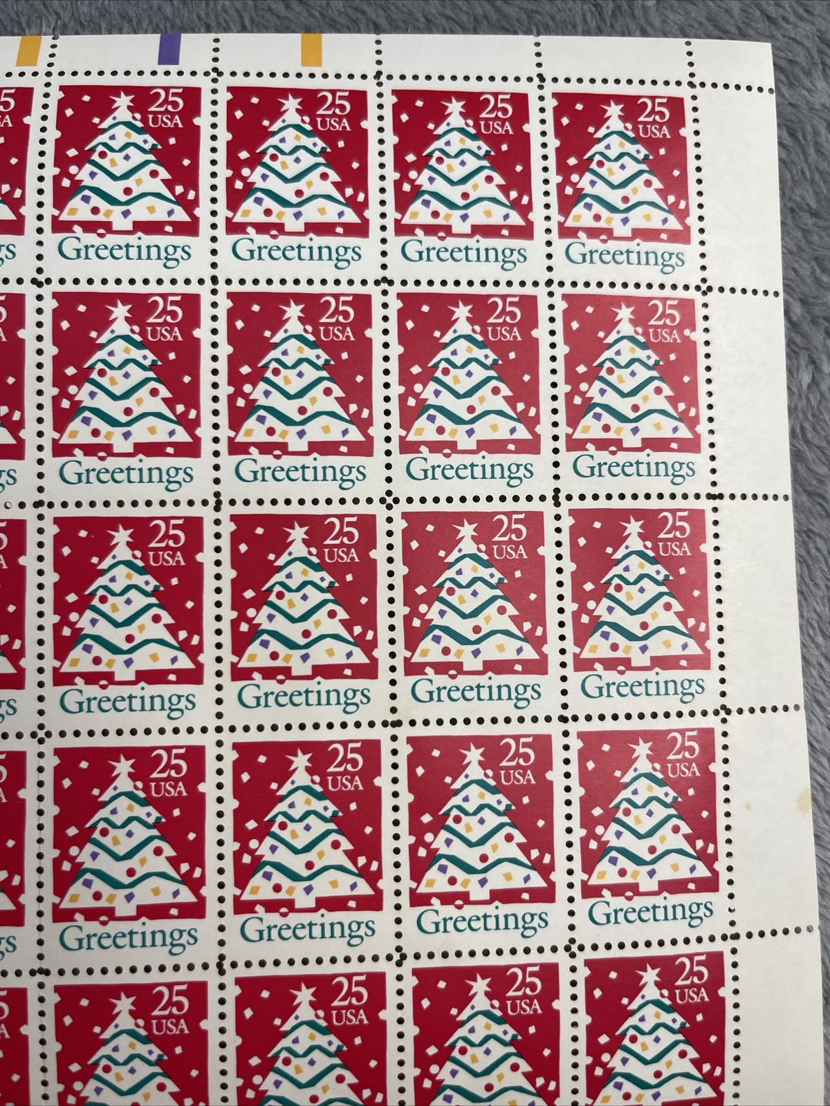 1990 US SCOTT 2515 PANE OF 50 GREETINGS Tree STAMPS 25 CENT FACE MNH