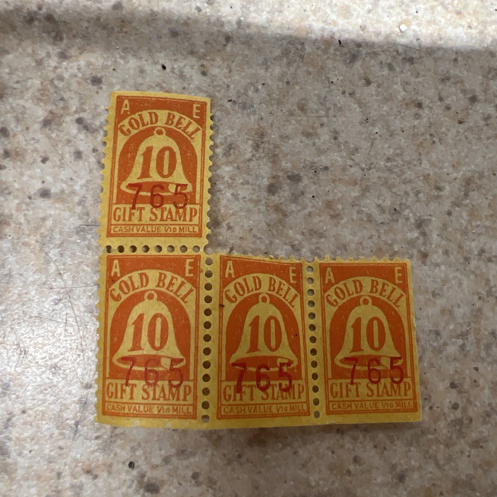 Lot of 4 Gold Bell Gift Stamps
