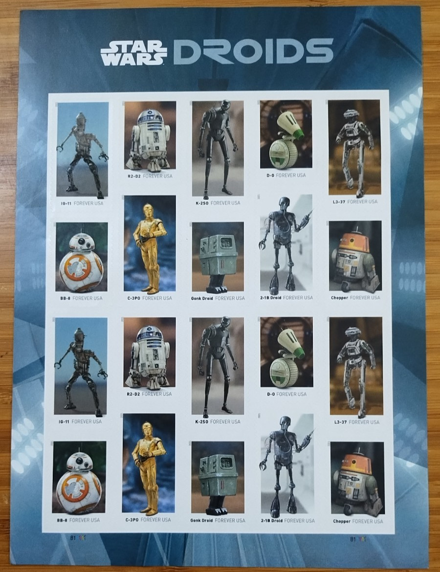 Star Wars Droids Forever Stamps Sheet of 20 MNH