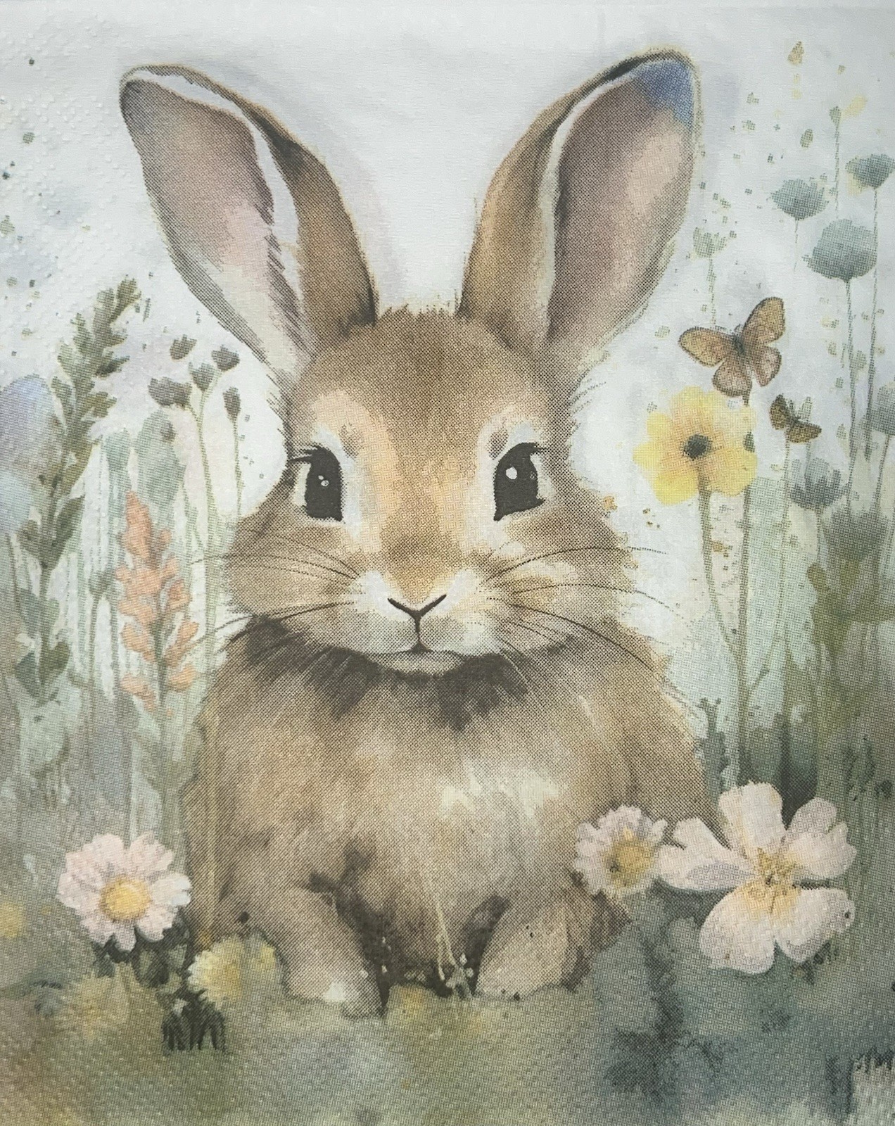 Two Paper LUNCHEON Decoupage Craft Napkin Easter Bunny Spring Rabbits 6.5”