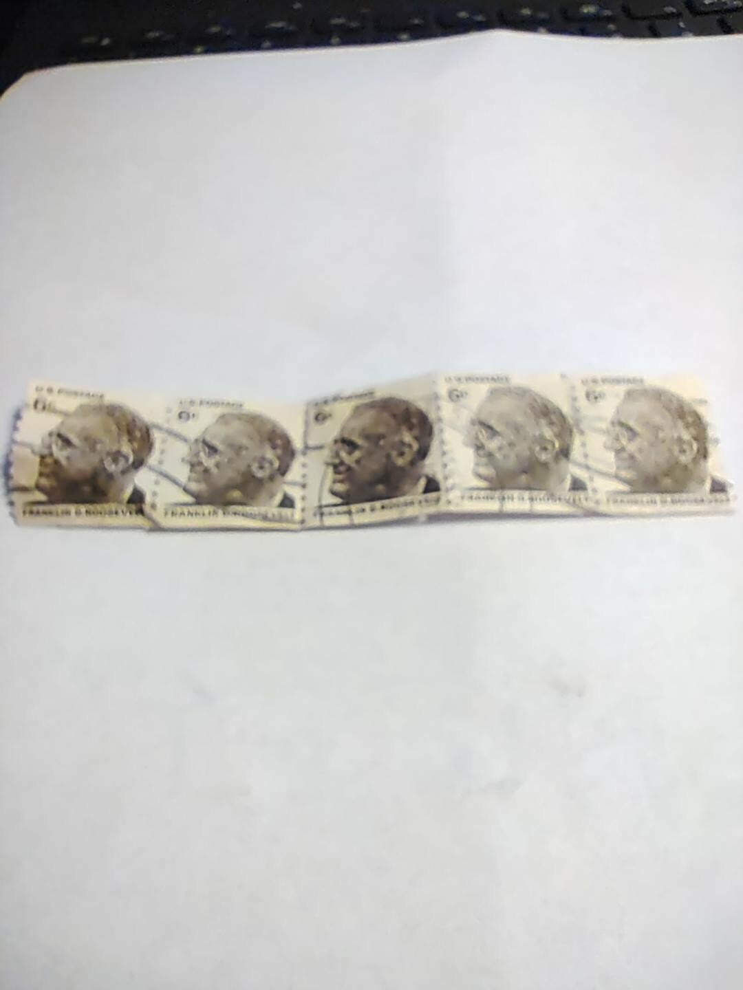 1966 Franklin D Roosevelt 6 c , 5 together, light cancellation, very nice, 