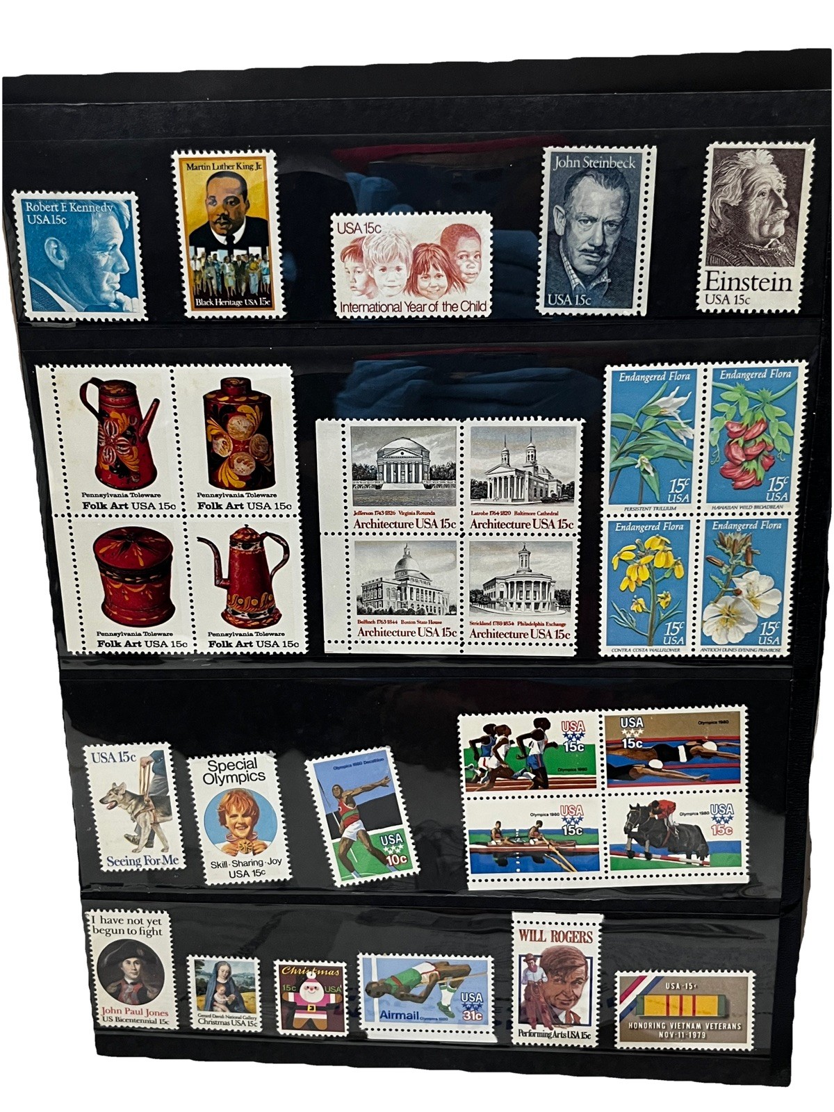 1977 United States Postal Service (USPS) Mint Set of Commemorative Stamps.