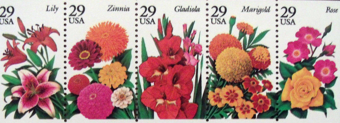 FULL BOOK BK215 # 2829-2833 Garden Flowers 29 cent