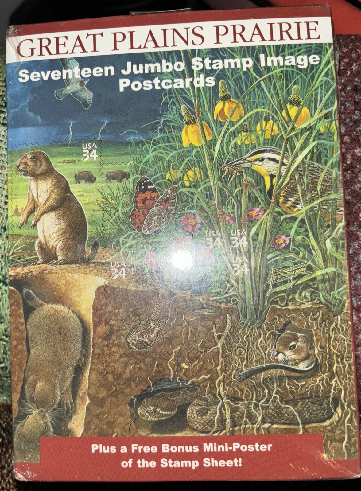Great Plains Prairie Image USPS Jumbo Stamp Postcards New Sealed Set of 17