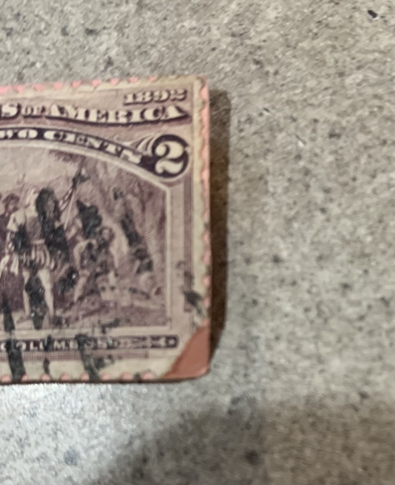 1893 2 Cent Landing of Columbus US Stamp Purple Commemorative Expo Issue.