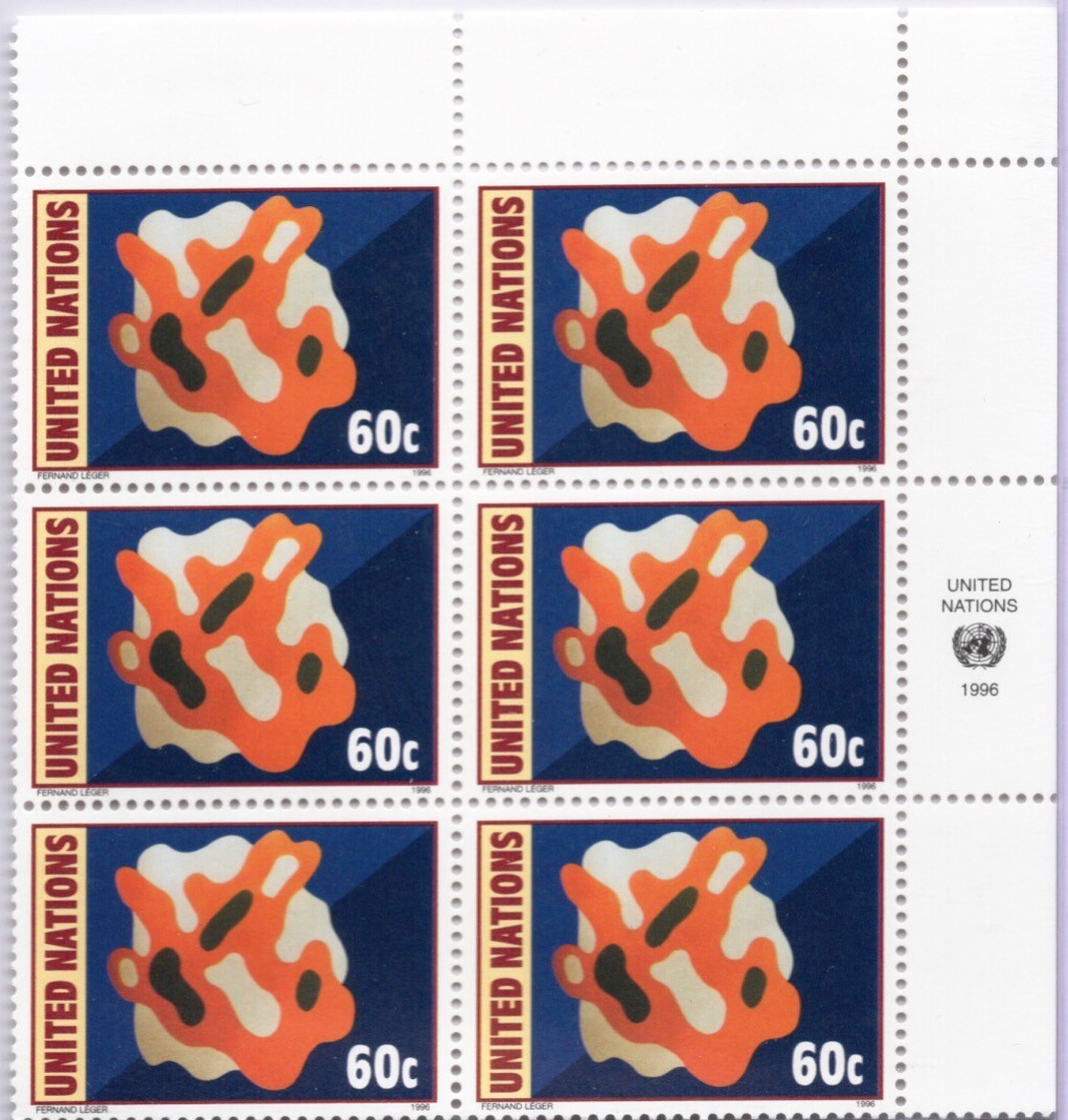 Unused Stamp Block United Nations Fernand Leger 60 Cents 1996 NEW 6 Total