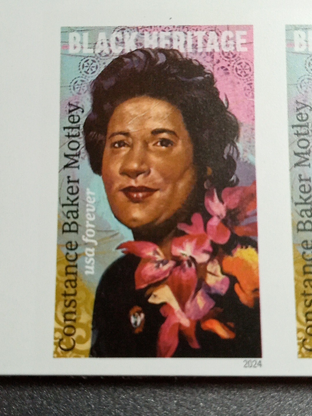 USA 2024 Sc #5830a 4ever CONSTANCE BAKER MOTLEY Imperf/NDC Horizontal pair Mint