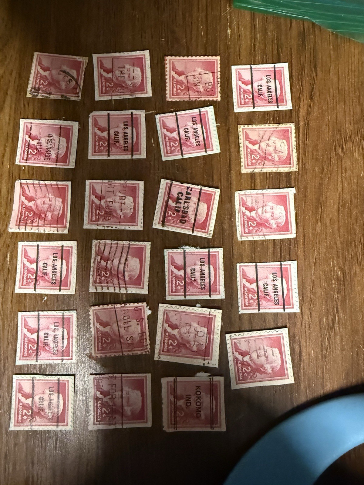 23 Postage Stamps George Washington 2cent Red Toned Us Postage Used Stamps