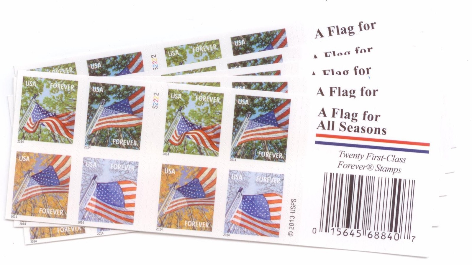 USPS Flags for All Seasons Forever Stamps 100 (5 Books of 100 stamps