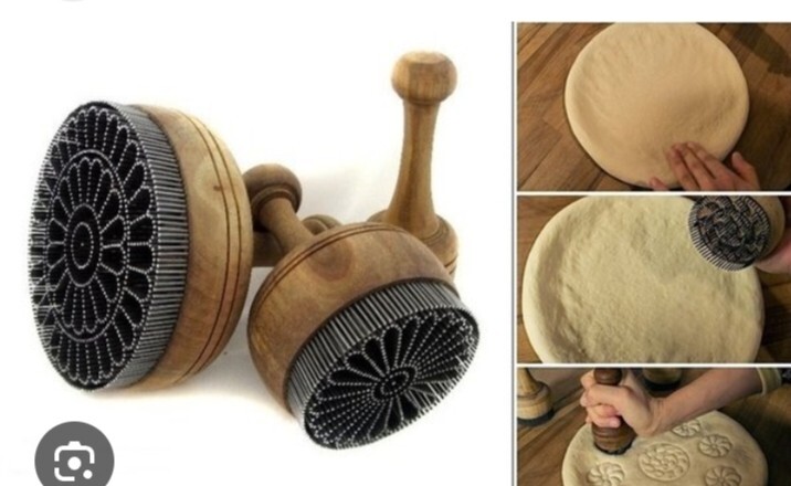 “Handmade Uzbek bread stamp, traditional nut-shaped flatbread”. Bread stamp