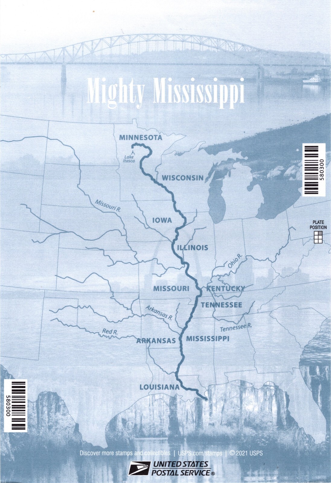 USA 2022 MIGHTY MISSISSIPPI TEN STAMPS SHEET SC 5698-5707 MNH