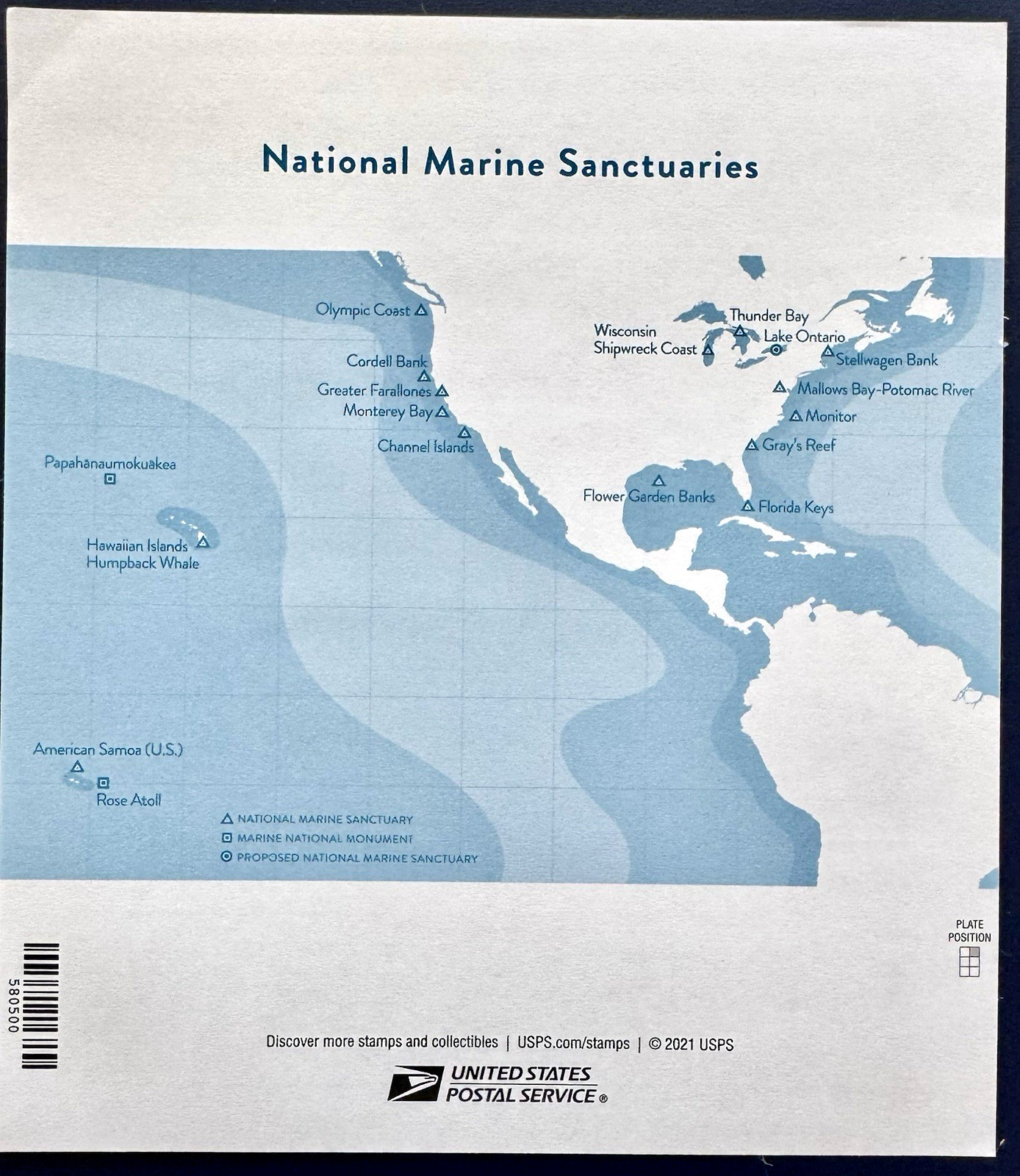 SoCo Stamps Sc #5713-NATIONAL MARINE SANCTUARIES Full Pane 2022 MNH