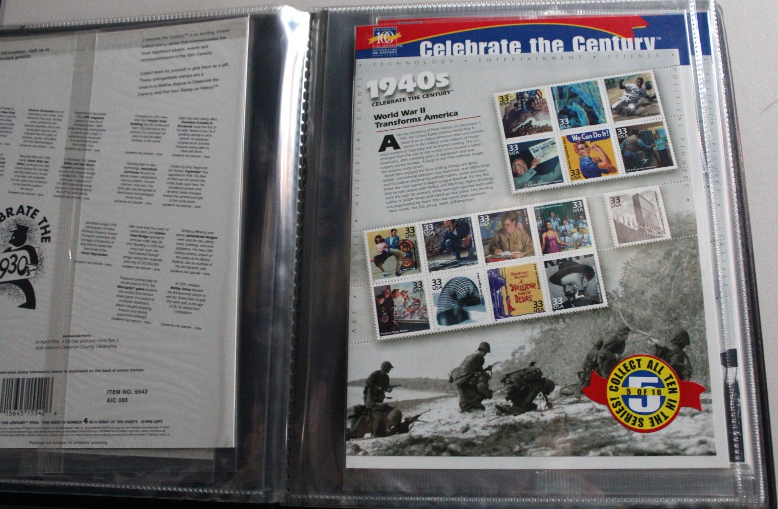 Mint CELEBRATE THE CENTURY 1900-1999 Complete 10 Sheet Set US Stamps W/SUPER Her