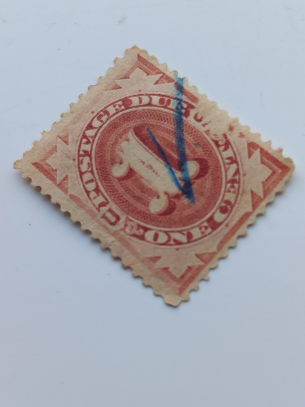 1884 1 CENT POSTAGE DUE RED/BROWN SCOTT J15 QUITE RARE.