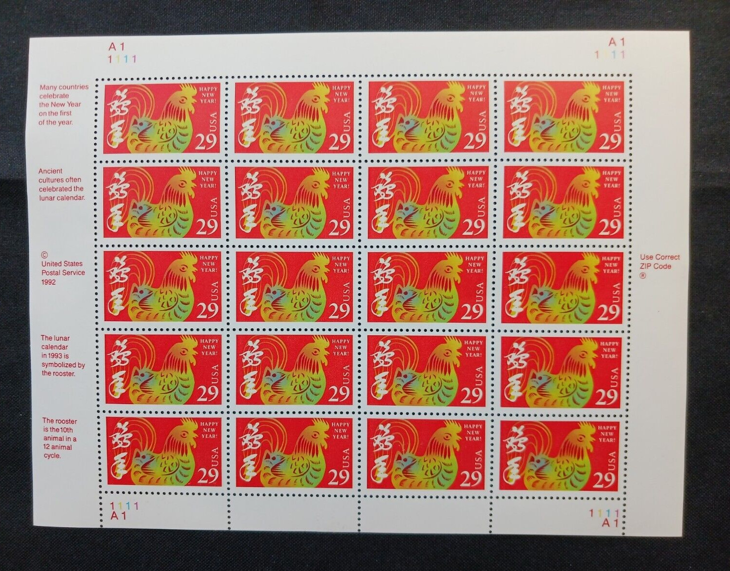 Scott #2720 Chinese New Year of the Rooster Sheet of 20 Stamps