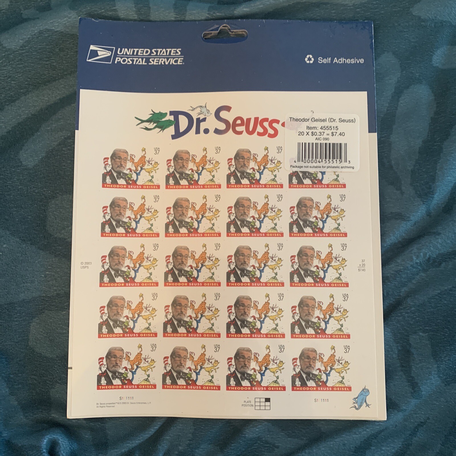 US Stamps Sheet/Postage Sct #3835 Dr Seuss MNH F-VF OG FV $7.40