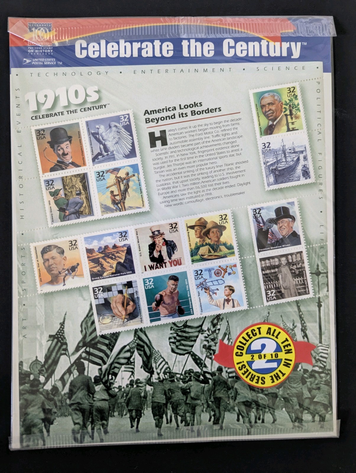 New Unopened CELEBRATE THE CENTURY 1900-1990 Complete 10 Sheet Set US Stamps USA