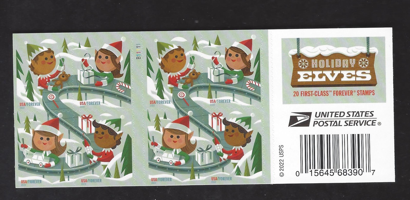 5722 – 5725 Holiday Elves Pane of 20