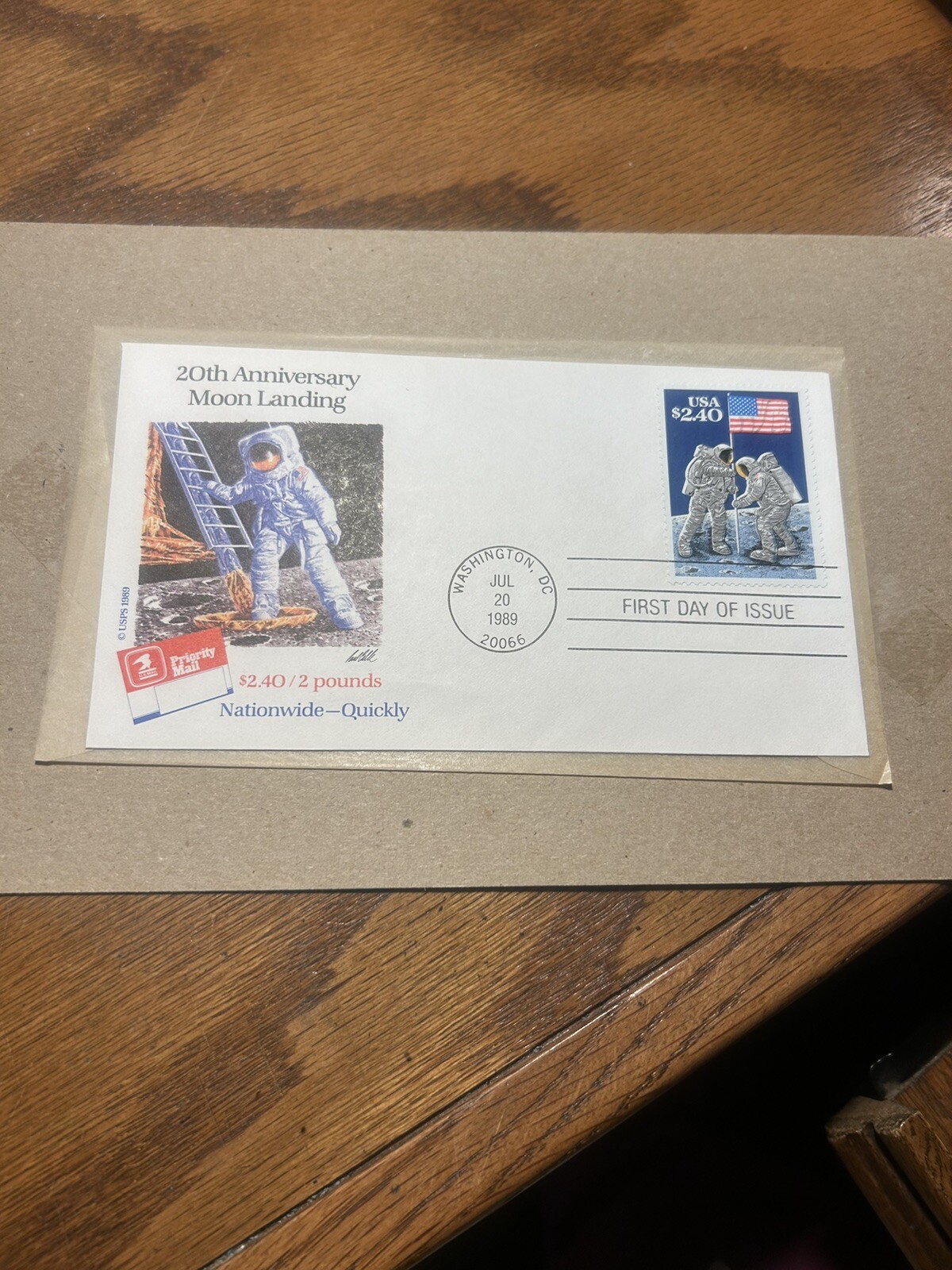 USPS First Day of Issue Stamp 1989 20th Anniversary Moon Landing Washington DC