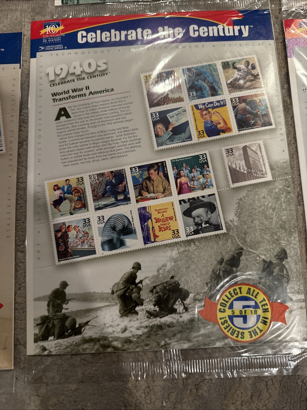 CELEBRATE THE CENTURY 1900 To 1950s . Total 6 Sheet USPS Stamps All Sealed