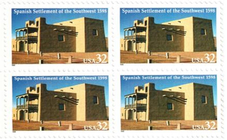 Spanish Settlement –BLOCK OF 4 COLLECTIBLE UNUSED 1998 STAMPS–FREE SHIPPING