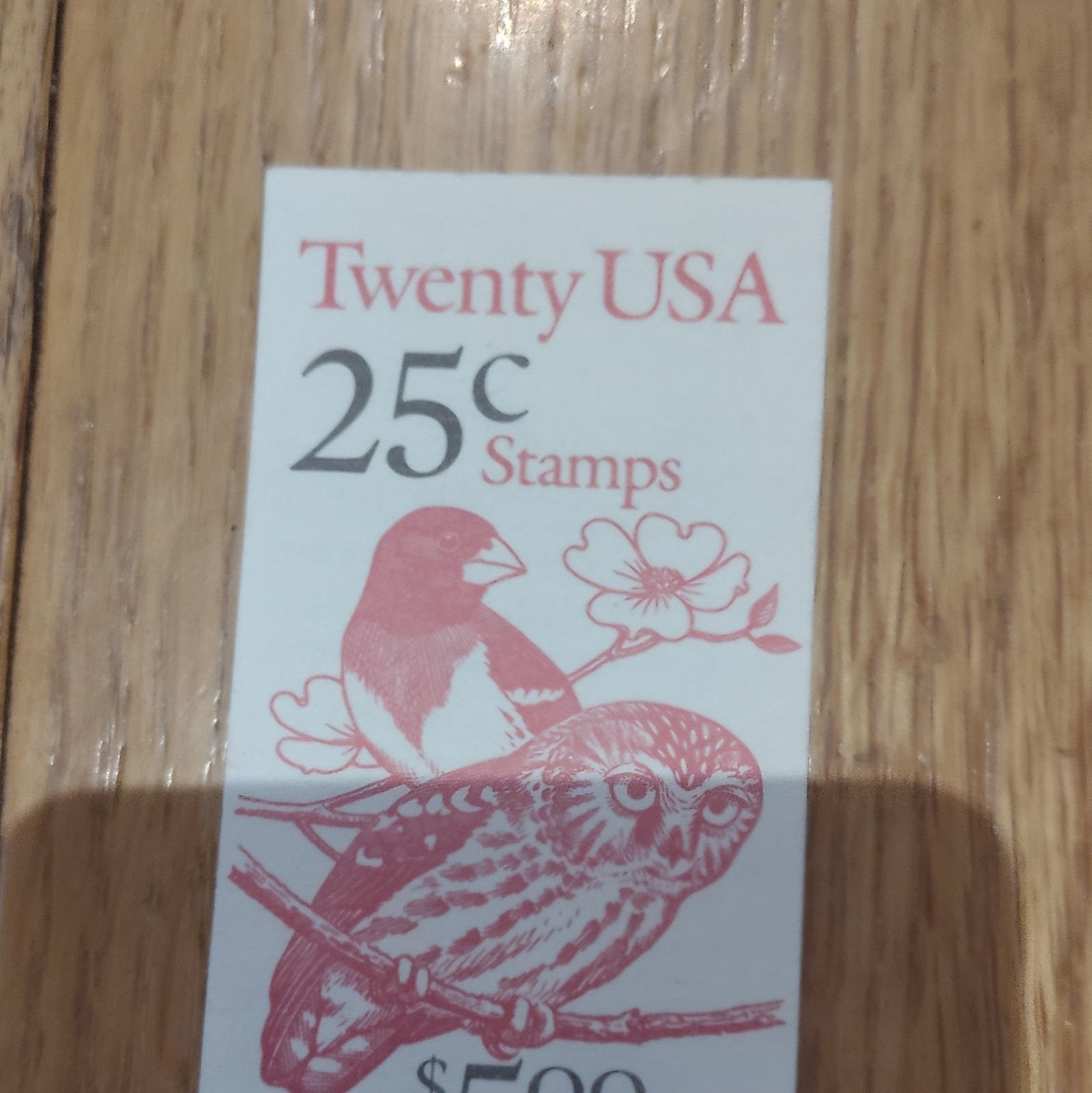 USPS USA 25¢ Birds Stamp Booklet – 20 Stamps, $5 Face Value, MNH