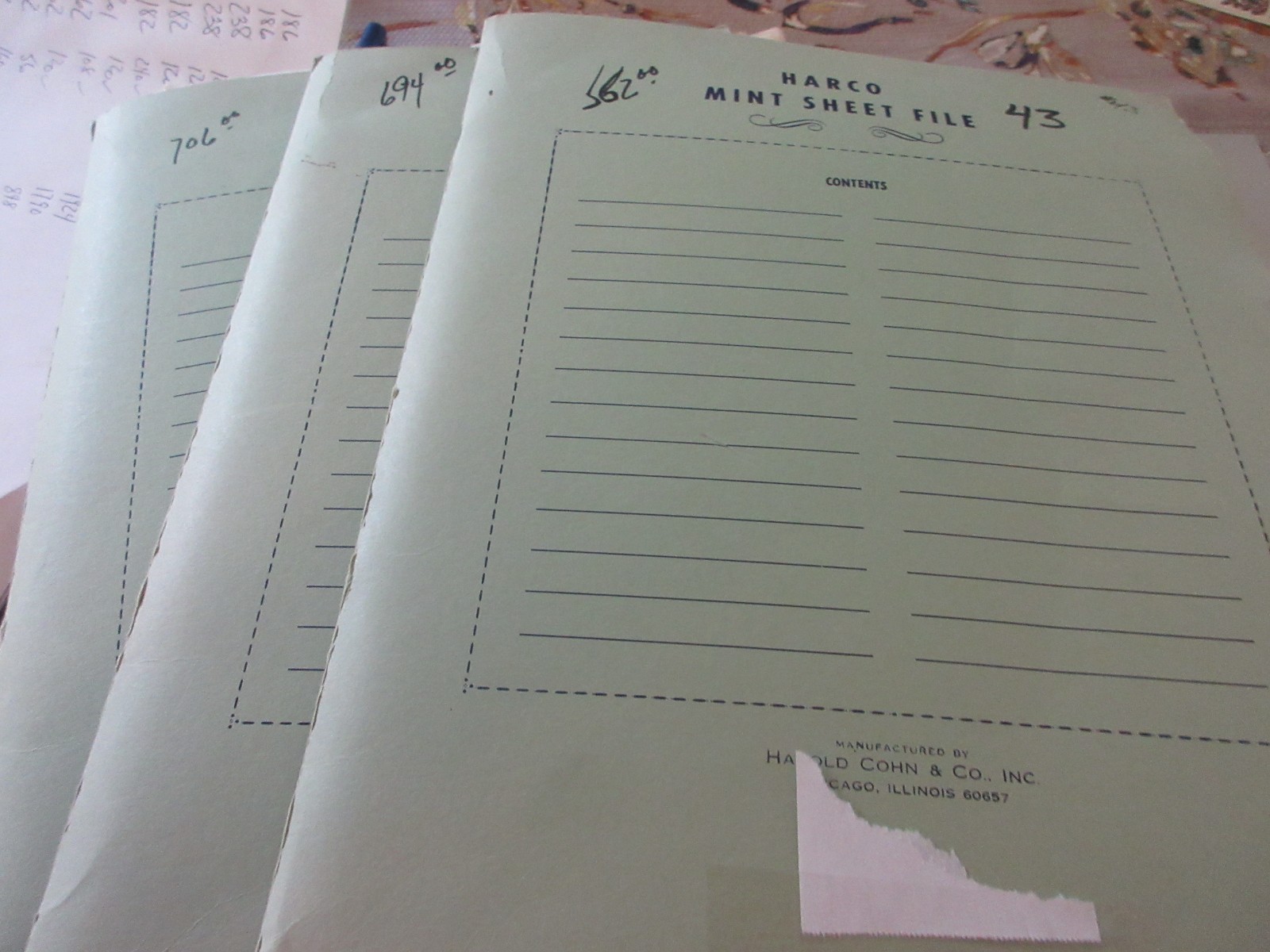Mint NH US 20 Cent Sheet Stock in File Folders W/ Face Value of $1962.00 64 %